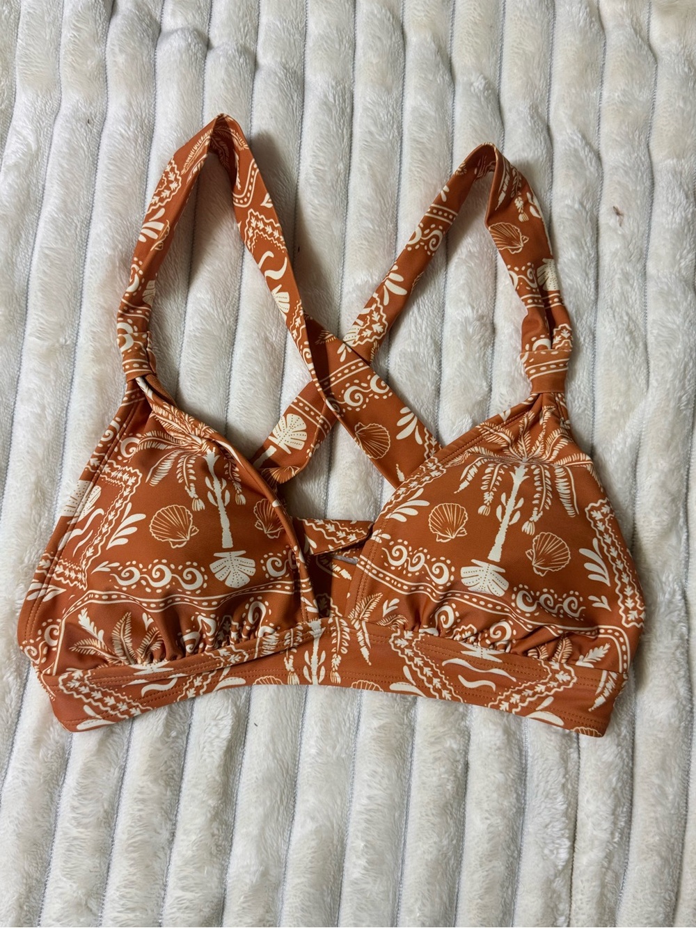 Time and Tru Rust Shell-Print Bralette